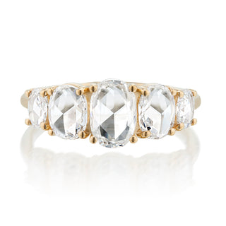 oval solitaire moissanite engagement ring five stone front view
