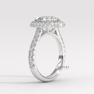 Sparkling Halo Pave Round Cut Moissanite Engagement Ring top view