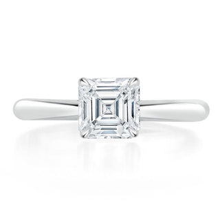 1.0 CT Asscher Cut Solitaire Moissanite Engagement Ring front view