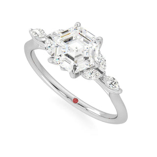 hexagon moissanite ring step cut cluster detail