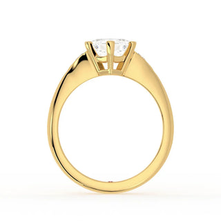 three stone moissanite ring hexagon hand view