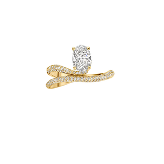 1ct Oval Diamond Trace Pave Band Unique Engagement Ring