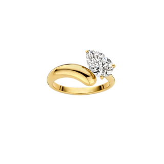 1.20ct Pear Diamond Sweeping Wave Band Unique Engagement Ring