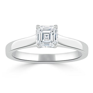 1.0 CT Asscher Cut Solitaire Halo Moissanite Engagement Ring side view