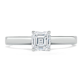 1.0 CT Asscher Cut Solitaire Halo Moissanite Engagement Ring front view
