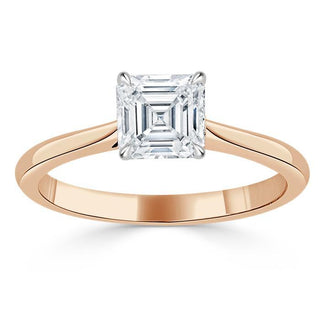 1.0 CT Asscher Cut Solitaire Moissanite Engagement Ring detail view