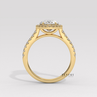 Dazzling Halo Pave Oval Cut Moissanite Engagement Ring sparkle close-up