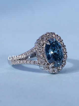 1.50CT Ice Crush Oval Cut American Diamond Halo Split Shank Engagement Ring