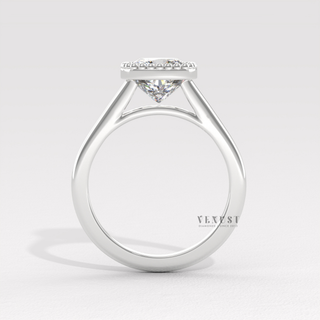 Moissanite cushion cut ring with modern detail