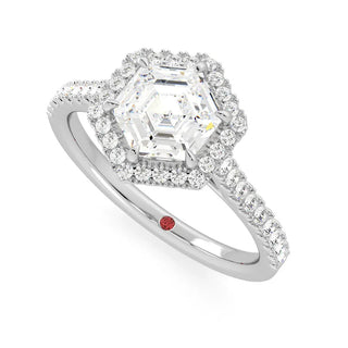 hexagon moissanite ring pave setting detail