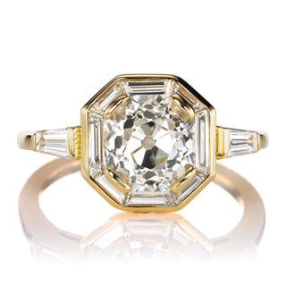 hexagon moissanite ring old mine halo front view
