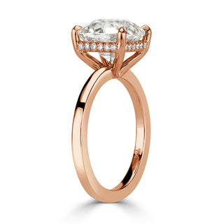 Old mine cushion hidden halo moissanite engagement ring stone detail view