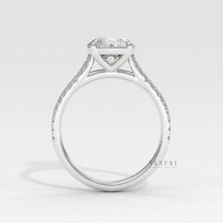 Round moissanite ring with bright pave sparkle