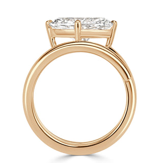 East west oval moissanite spring engagement ring close up detail