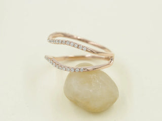0.28 TCW Round Cut Double Band Curved Moissanite Diamond Wedding Band