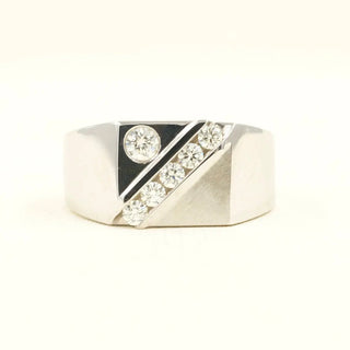 0.50 TCW Round Cut Signet Moissanite Diamond Wedding Band For Men