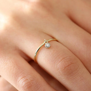 0.05 TCW Round Cut Bezel Dangling Charm Moissanite Diamond Wedding Band