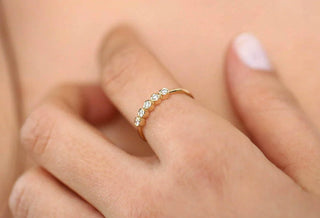0.14 TCW 5 Stone Round Cut Bezel Moissanite Diamond Wedding Band