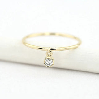 0.05 TCW Round Cut Bezel Dangling Charm Moissanite Diamond Wedding Band