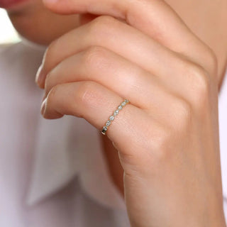 0.22 TCW Round Cut Marquise Shape Vintage Moissanite Diamond Wedding Band