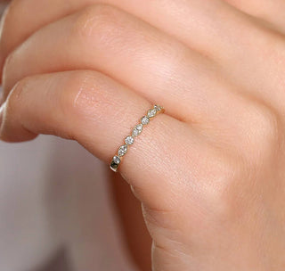 0.22 TCW Round Cut Marquise Shape Vintage Moissanite Diamond Wedding Band