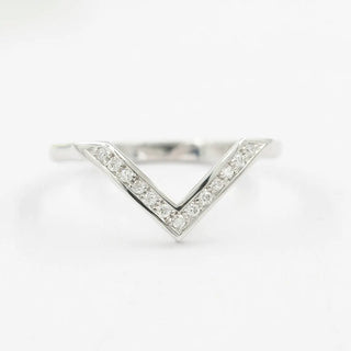 0.10 TCW Unique Round Cut V Shape Moissanite Diamond Wedding Band