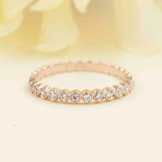 0.23 TCW Round Cut Bezel Eternity Moissanite Diamond Wedding Band