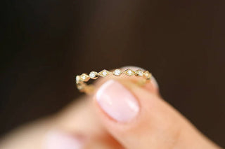 0.12 TCW Round Cut Vintage Moissanite Diamond Wedding Band