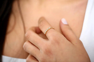 0.14 TCW 5 Stone Round Cut Bezel Moissanite Diamond Wedding Band