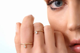 0.05 TCW Round Cut Bezel Dangling Charm Moissanite Diamond Wedding Band