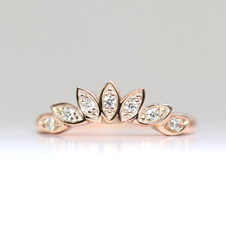 0.12 TCW Round Cut Bezel Crown Shape Moissanite Diamond Wedding Band