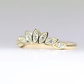 0.12 TCW Round Cut Bezel Crown Shape Moissanite Diamond Wedding Band