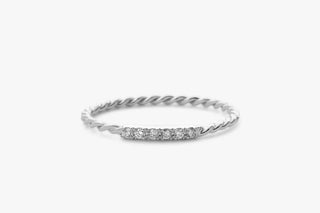 0.05 TCW Minimalist Round Cut Twisted Moissanite Diamond Wedding Band