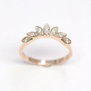 0.12 TCW Round Cut Bezel Crown Shape Moissanite Diamond Wedding Band