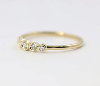 0.18 TCW Round Cut 5 Stone Bezel Moissanite Diamond Wedding Band