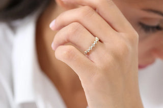 0.40 TCW Round & Marquise Cut Cluster Moissanite Diamond Wedding Band