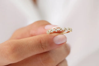 0.40 TCW Round & Marquise Cut Cluster Moissanite Diamond Wedding Band