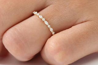 0.25 TCW Round & Marquise Cut Cluster Moissanite Diamond Wedding Band