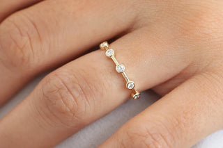 0.32 TCW Round Cut Bezel Petite Moissanite Diamond Wedding Band