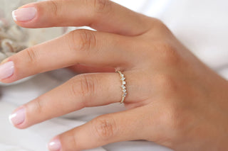 0.32 TCW Baguette & Round Cut Unique Cluster Moissanite Diamond Wedding Band