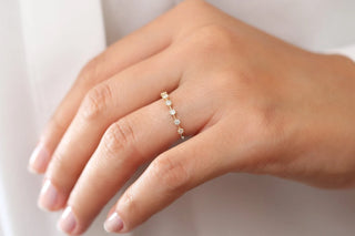 0.25 TCW Round Cut Prong Unique Half Eternity Moissanite Diamond Wedding Band