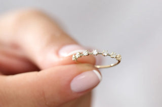 0.25 TCW Round Cut Prong Unique Half Eternity Moissanite Diamond Wedding Band