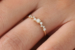 0.20 TCW Round Cut Cluster Moissanite Diamond Wedding Band