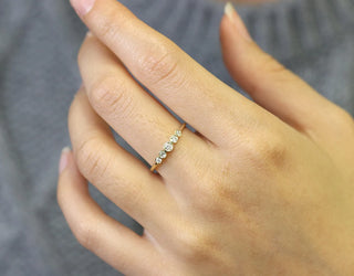 0.18 TCW Round Cut 5 Stone Bezel Moissanite Diamond Wedding Band