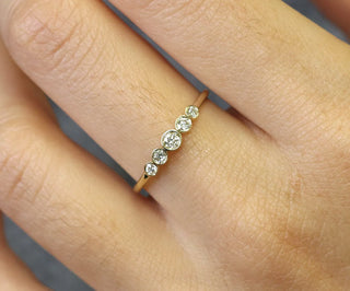 0.18 TCW Round Cut 5 Stone Bezel Moissanite Diamond Wedding Band