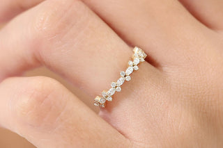 0.40 TCW Round & Marquise Cut Cluster Moissanite Diamond Wedding Band