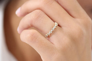 0.40 TCW Round & Marquise Cut Cluster Moissanite Diamond Wedding Band