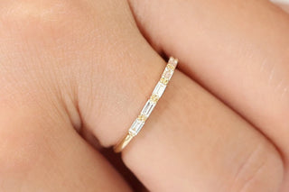 0.32 TCW Baguette Cut Half Eternity Moissanite Diamond Wedding Band