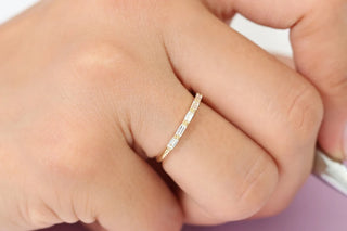 0.32 TCW Baguette Cut Half Eternity Moissanite Diamond Wedding Band