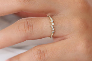 0.32 TCW Baguette & Round Cut Unique Cluster Moissanite Diamond Wedding Band